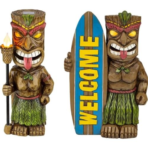 Garden Tiki Statue Ornament Figurine Sculpture Office Tabletop Pathway Decor