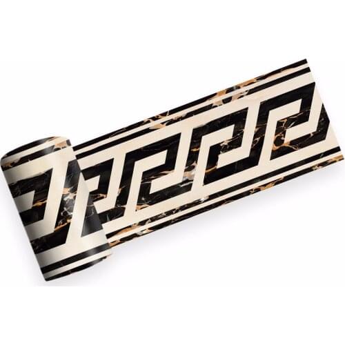 Funlife Self adhesive waist black and yellow marble Greek pattern kitchen bathroom baseboard Home Decoration wall sticker BS036