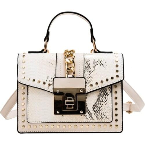 Autumn And Winter New Women Serpentine PU Fashion Shoulder Bag Handbag Super Popular Sequin Wild Messenger Tote Small Square Bag