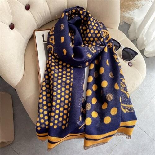 Women Winter Scarf Cashmere Pashmina Shawls and Wraps Dot Paisley Print Female Pashmina Tassel Echarpe Blanket 2021 New