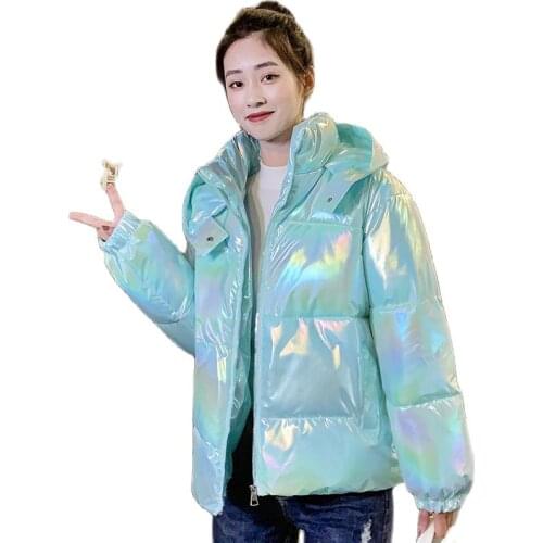 Chic Women Winter Basic Windproof Glossy Bubble Coat Outwear Overcoat Oversized Puffer Jacket Cotton Padded Parkas
