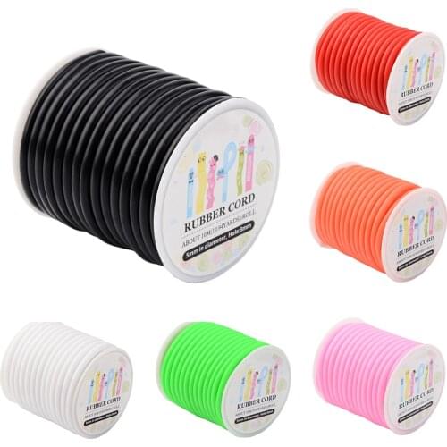 Approx 10.94yards(10m)/roll 5mm Silicone Rubber Cord HollowThread Wrapped Around Plastic Spool for DIY Necklace Bracelet Jewelry
