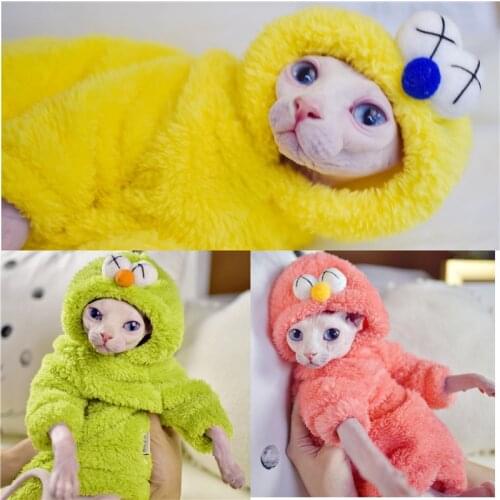 Cute super warm double berber fleece Sweater sphynx Cat Clothing Comfort thickened Winter Sphinx Hairless Cat Clothing
