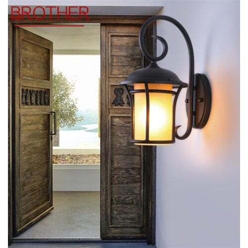 BROTHER Outdoor Wall Light Classical LED Sconces Retro Lamp Waterproof IP65 Decorative For Home Porch Villa