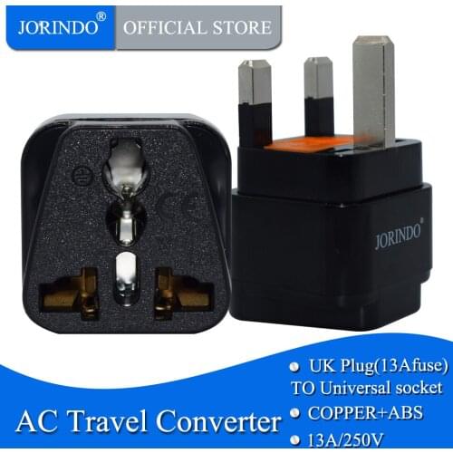 JORINDO universal Hong Kong Singapore Malaysia United Kingdom power connector EU US to UK travel fused adapter plug