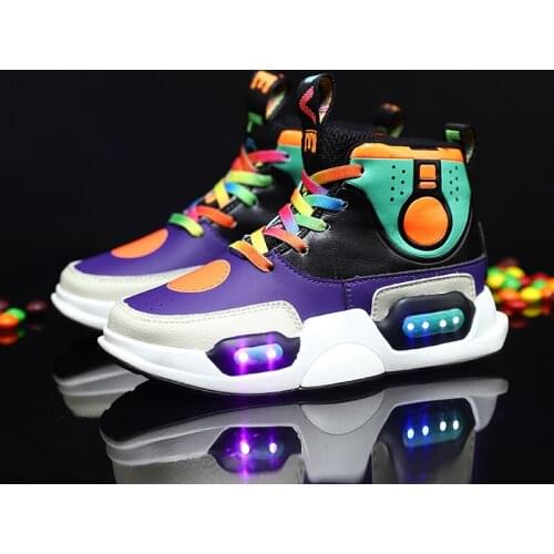 High top led shoes, sports shoes for kids and adults , multy colour led light shoes