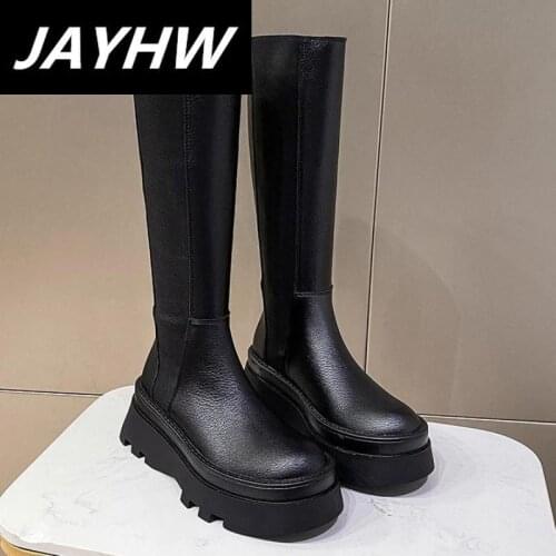 Womens Boots High Tube Knee-length Thick-soled Womens Shoes 2022 New Thick Knee High-top Winter Round Toe Botines De Mujer