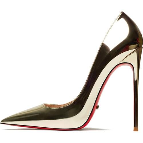 Gold Silver Summer Women Shoes Red Bottom Pumps Sheepskin Linning Champagne High Heels for Lady Wedding Party Sexy Stilettos