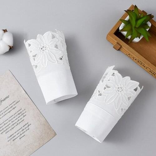 Women Sweet Embroidery Floral Lace Horn Cuffs Bracelet Detachable Fake Sleeves Q1QA