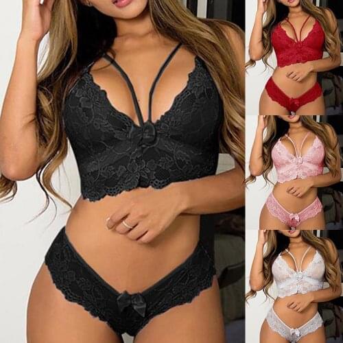 Womens Sexy Lace Lingerie Push Up Bra Thong Set Underwear Nightwear Sleepwear Bra Thongs Underwear Suits