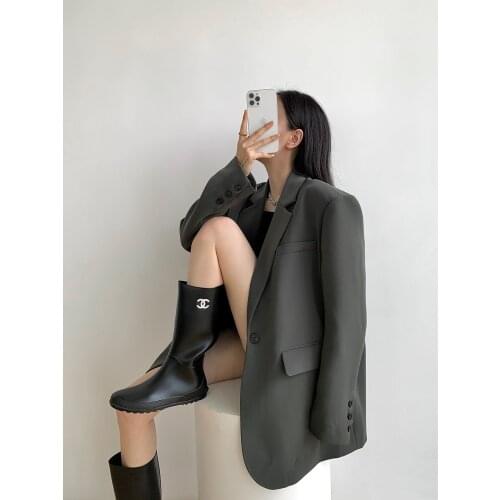 Zhoumiao New Advanced Design Womens Black Casual Small Suit Coat Womens Spring and Autumn women clothing