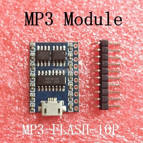 1pcs X MP3-FLASH-10P YX6100-16S MP3 module SPI drive letter module Serial port control MP3-FLASH-10P FN-S10P Free Shipping