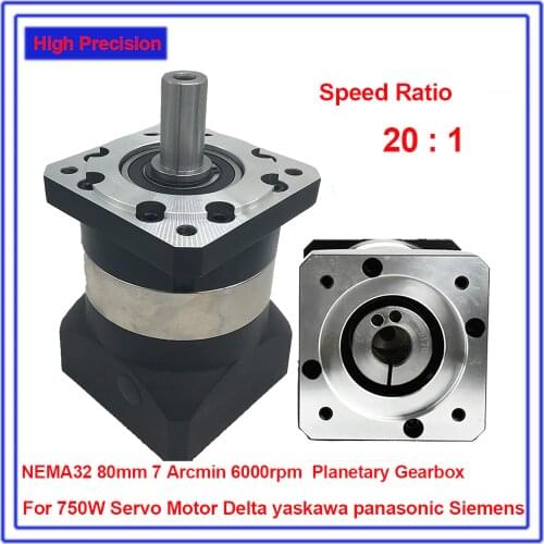 20:1 NEMA32 80mm Planetary Reducer Speed Ratio 20 High Precision Gearbox Reducer 3500rpm 19mm input Shaft for Servo Motor CNC
