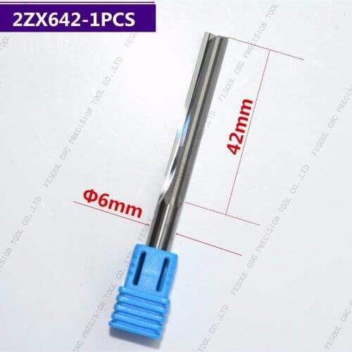 6mm*42mm,1pcs,Free shipping 2 Straight flutes end mill,CNC machine milling Cutter,Solid carbide wood tool,PVC,MDF,Acrylic,wood