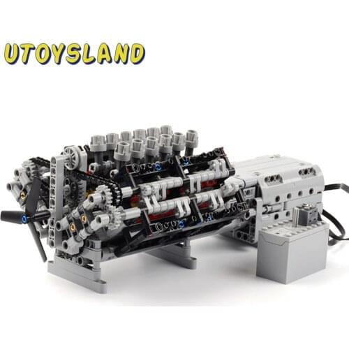 851Pcs MOC Variable Speed Motion Engine Bricks V12 Engine Building Block Model Small Particles Engine Toy For Children Kid Toys