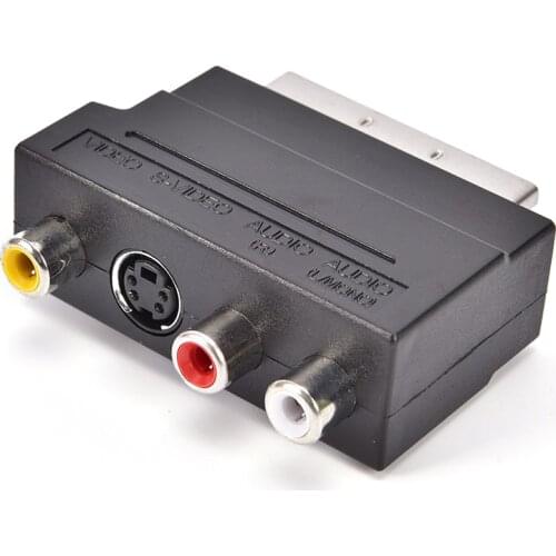 RGB Scart to 3 21 pin RCA S-Video Adapter Composite RCA SVHS S-Video AV TV Audio For Video DVD Recorder TV Television Projector