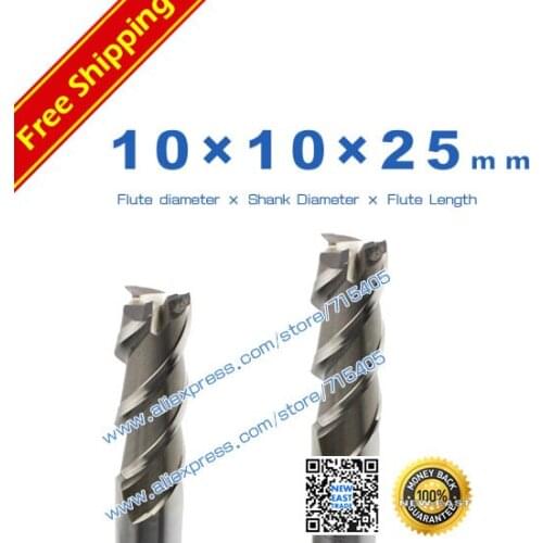 10mm Aluminum mill 10*10*25*75mm 3 Flutes HRC 33 cutter blade M2AI aluminum HSS Hard white steel end mill Three blade cutter