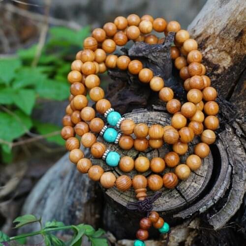 6mm/8mm * 108 * Natural Taxus Chinensis Beads Loose Mala Beads Japa Mala Bracelet Jewellry Findings DIY Accessories
