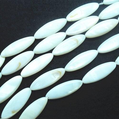 13pcs white mother of pearl long oval shape loose shell beads for women bracelets making size 10x30mm diy beads