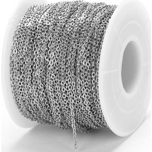 10meters/roll 1/1.5/2mm Stainless Steel Necklace Chain O Shape Cross Accessories for Bracelets Jewelry Making Components DIY