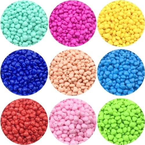 Wholesale 100pcs 8mm heart-shaped color acrylic punch beads for jewelry making DIY bracelet necklace accessories
