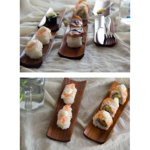 1PC New Wooden Dumplings Sushi Serving Tray Oblong Plate Salad Bread Dishes Kitchen Restaurant Home Supplies MF 025