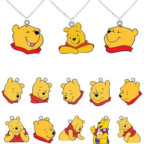 Disney High Quality Design Winnie the Pooh Head Necklace To Send Friends Long Chain Resin Pendant Design Necklace