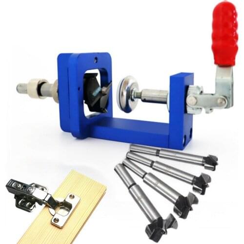 Forstner Bit Wood Cutter with Fixture 15-35MM Concealed Cup Style Hinge Jig Boring Hole Drill Guide Woodworking Puncher Template