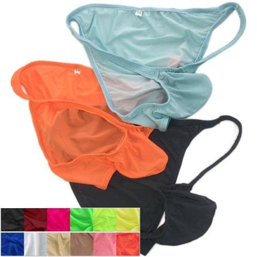G7032 Mens Sexy String Bikini Bulge Low Rise soft semi c-thru Thin Swim Fabric