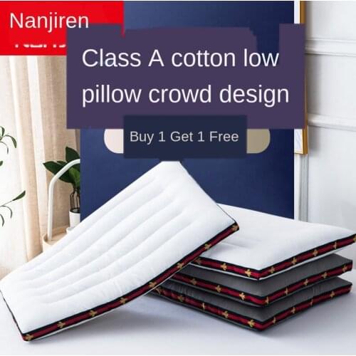 Cotton Pillow Low Soft Pillow Insert Household Adult and Children Single Double Neck Pillow Short Thin Pillow One-Pair Package