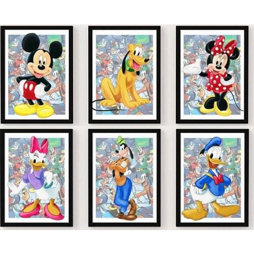 Disney Mickey Mouse and Donald Duck Canvas Painting Poster and Print Cartoon Nursery Wall Art Pictures for Kids Room Decor