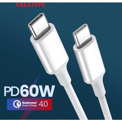0.25m/1m/2m Fast Charging PD Cable USB Type C To Type C Data Sync Cable For Oneplus 7T Huawei Nova 5t 4 3 Pro Samsung A80 A70 S8