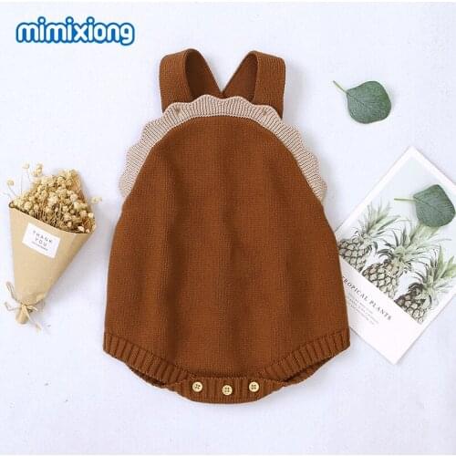 Autumn Baby Knitting Rompers Cute Overalls Newborn Baby Boys Clothes Baby Girl Boy Sleeveless Romper Jumpsuit 0-24 M Baby Outfit
