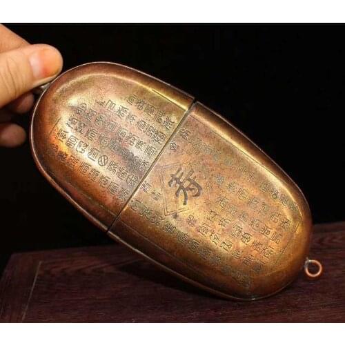 Beautiful collection ancient Chinese pure copper Fushou color painting glasses case