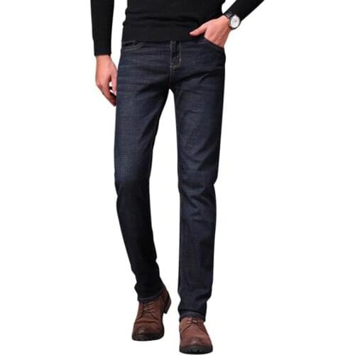 Mens Business Jeans Spring Autumn Fashion Straight Regular Blue Stretch Denim Trousers Classic Men Pants Plus Size 28-40