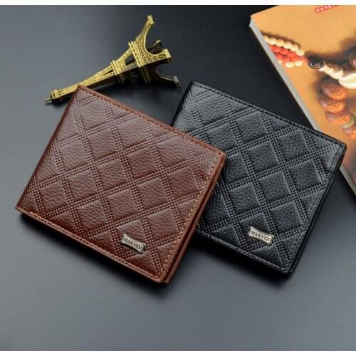 Men wallet fashion Male Money Bag Embossed lattice Hasp Leather Wallet Men Clutch Purse Slim Card Holder Wallets Coin Pocket 443