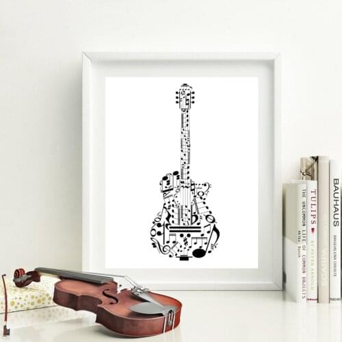 Music Guitar Poster Prints Music Studio Wall Art Picture Decor Musical Symbols Art Canvas Painting Decoration Musician Gift