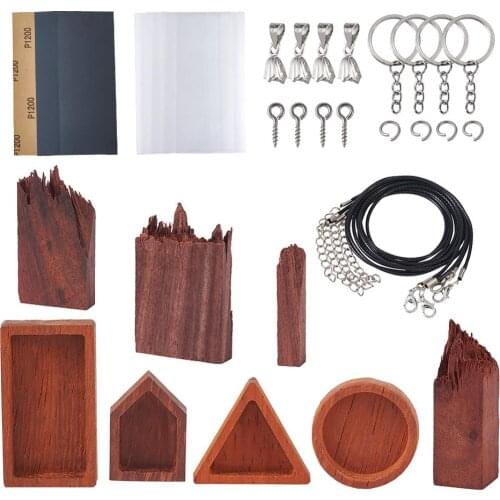 DIY Necklaces Jewelry Kits DIY Wood Moulds Resin Casting Molds for Epoxy Resin Mould, Waxed Cord Necklace Making Accessories