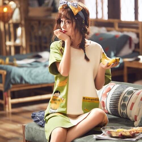 New Lovely Cartoon Night Dress Women 100% Cotton Nightgowns Fashion Soft Sleepshirts Female Sleep Dress 3XL Home Clothes Pajamas