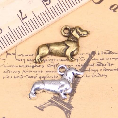 120pcs Charms For Jewelry Making dog dachshund 20x15mm Antique Silver Plated Pendants DIY Tibetan Silver Bracelet Necklace