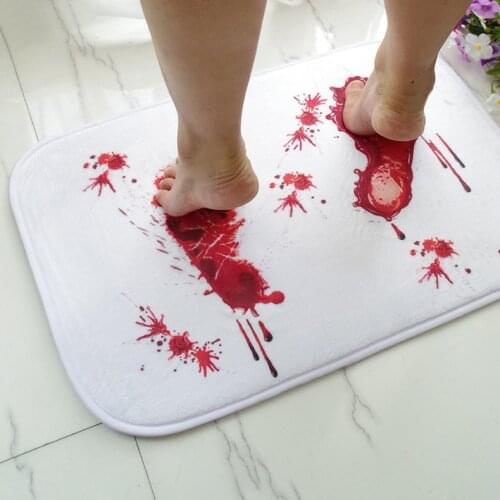 Non slip bloody bath mat microfiber memory foam bath mat creative the blood footprint antiskid mat terror floor door mat