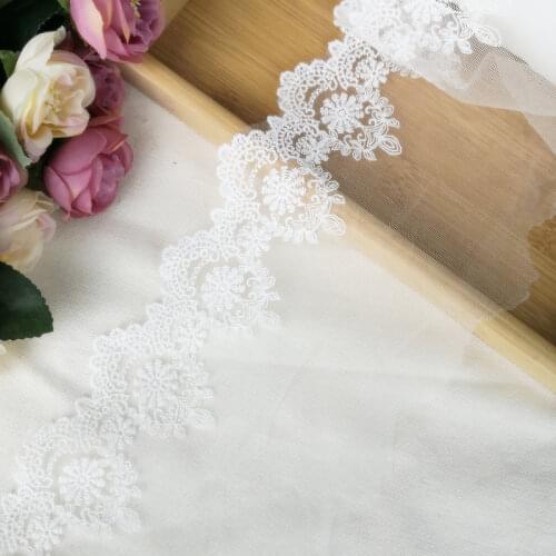 19yards/lot 13cm Mesh cotton embroidery Lace ribbon Dress edge decoration DIY Garment material Needlework sewing accessories 379