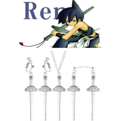 Shaman King Tao Ren Cosplay Earring Ear Clip Necklace Pendant Fashion Jewelry Gift Halloween Costume Prop