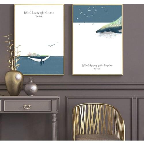Modern Sea Whale Love Modern Simple Decorative Painting Prints Wall Pictures For Living Room Decor Home Decor Cuadros