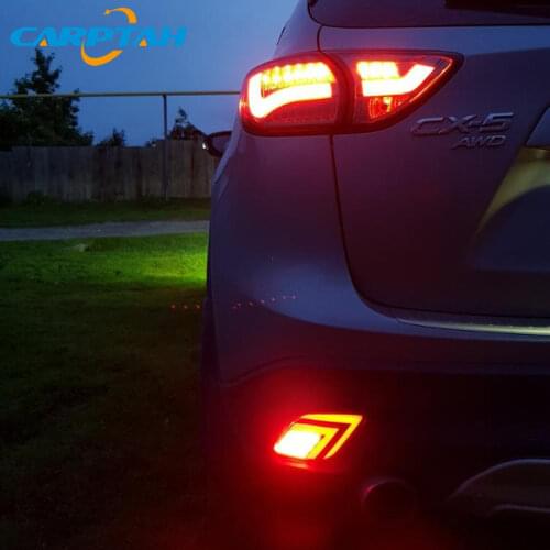 2PCS For Mazda CX-5 CX5 2013 2014 2015 2016 LED Rear Fog Lamp Car LED Bumper Light Brake Light Turn Signal Indicator Reflector