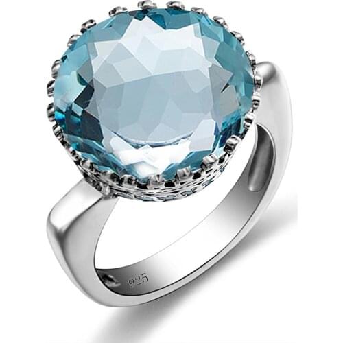 Szjinao Silver 925 Jewelry Ring Aquamarine Gemstone Rings for Women Genuine 925 Sterling Silver Female Jewellery Wedding Anillos