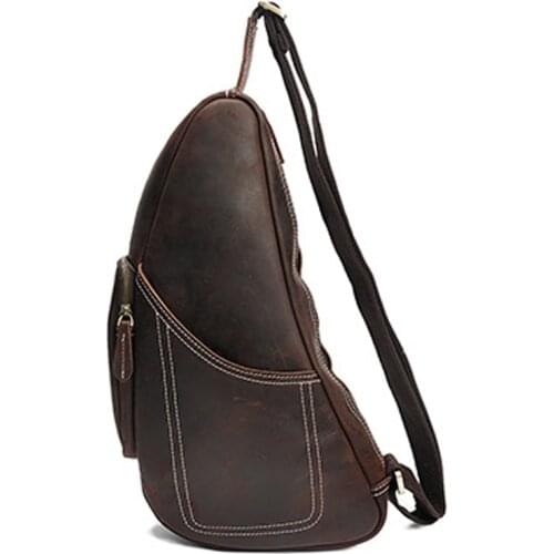 Vintage Genuine Leather Shoulder Bags men Leather Messenger Bags men Crossbody bag sling Leisure Bag male saddle brown