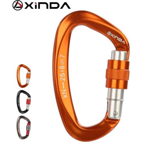 Xinda 25kN D-Shape Carabiner Climbing Security Safety Buckle Screw Gates Master Lock Carabiner Outdoor Rock Climbing Equipment