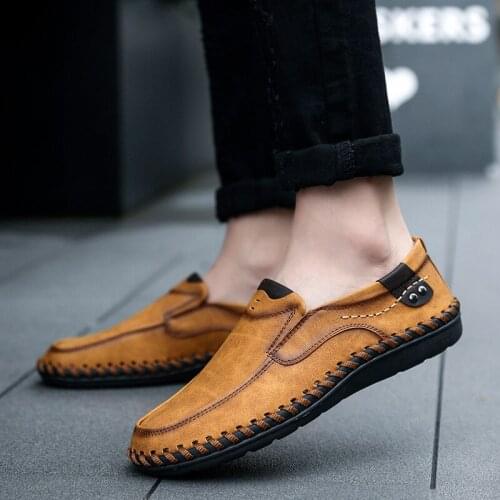 Y01 Men Casual Shoes 2021 Fashion High Quality Male Comfortab Leather Loafers Sneakers Men Leather Casual Walking Men Shoes