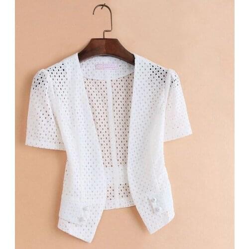 Lace small shawl female 2021 summer wearing a short openwork cardigan shirt thin coat outside a short suit W377
